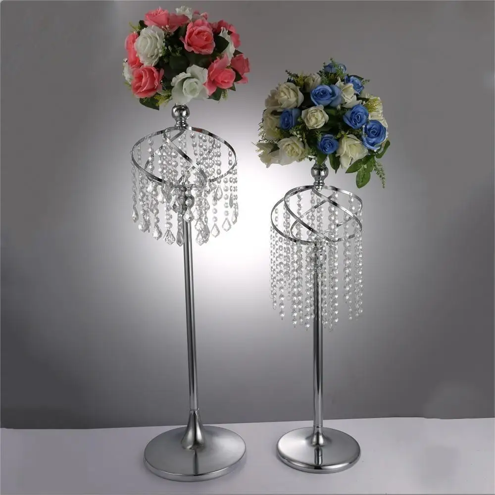 80/95 cm tall flower rack silver Creative metal r wedding centerpiece event road lead party  6 pcs/ lot