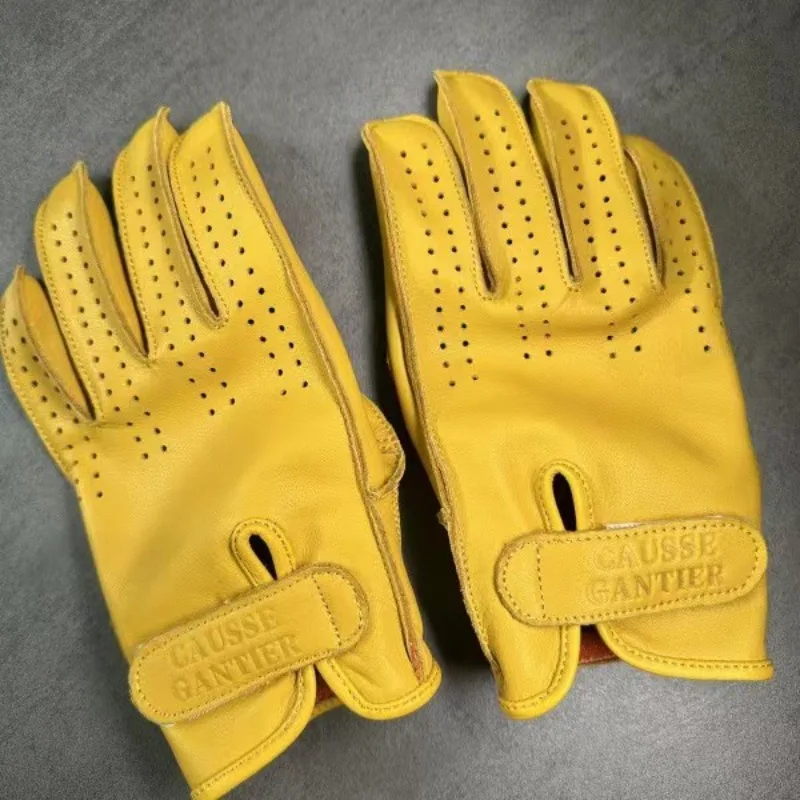 قفازات جلدية حقيقية للرجال، طبقة علوية من الجلد، ركوب الدراجات النارية، قفازات مسامية لركوب الدراجات في الهواء الطلق #3