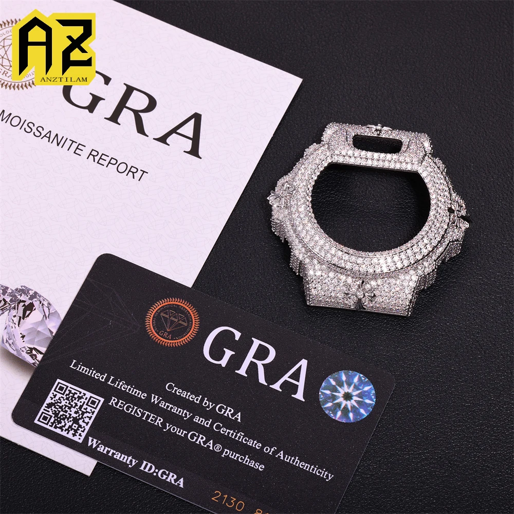 Anztilam CrossMoissanite Watch Case For CAS** DW6900RL-1AC Can Pass Diamonds Tester Brass With GRA Wrist Diamonds Case Free Ship