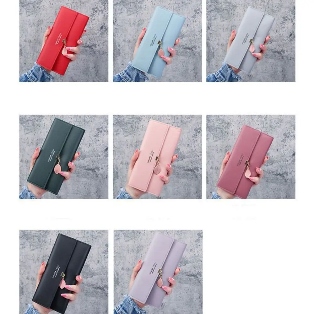 

Fashion PU Leather Women Long Wallet Hasp Design Leaf Tassels Coin Purse Large Capacity Card Bag Holder Women Girls
