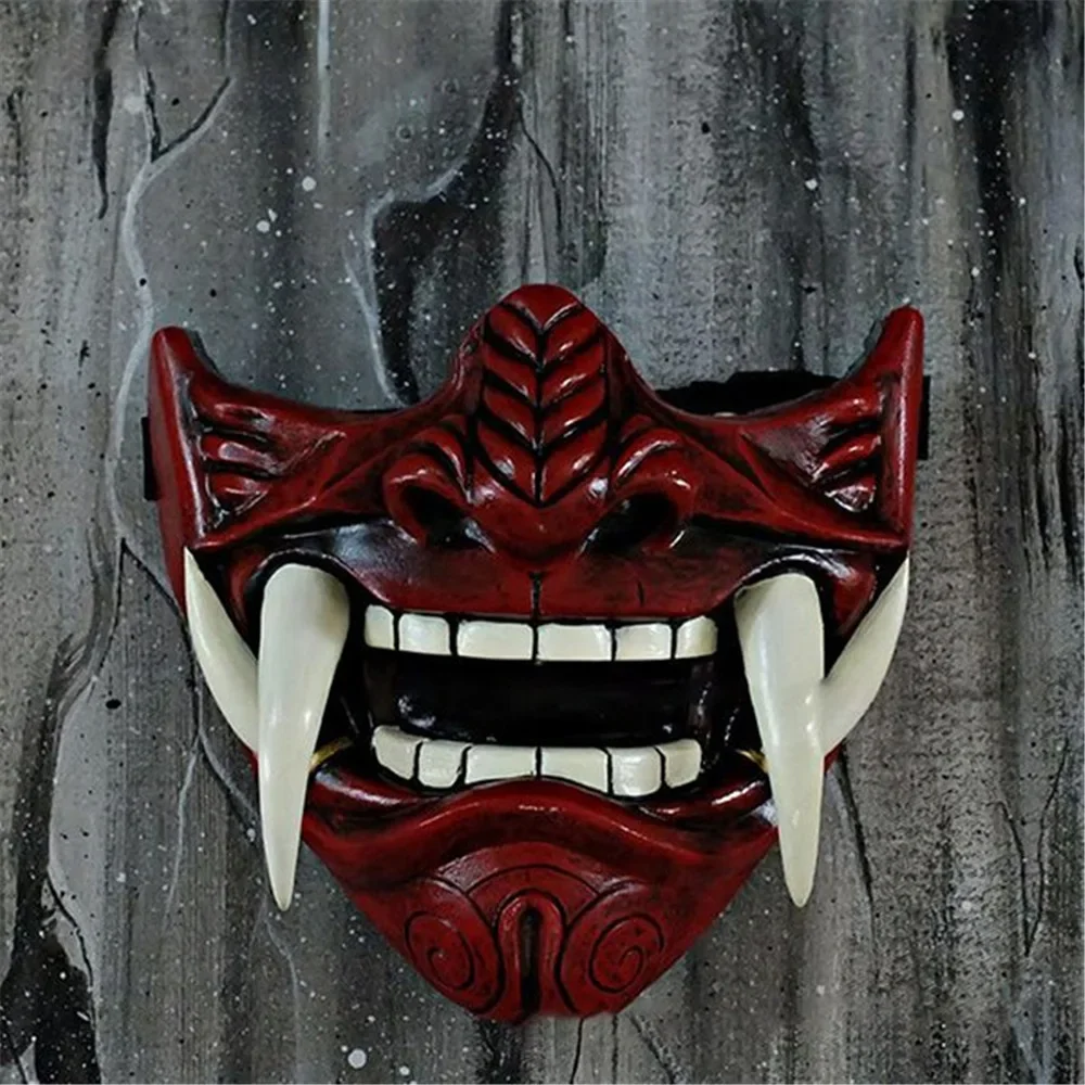 Máscara de demonio de Samurai Oni japonés, Cosplay de Horror, Prajna Hannya, máscaras de plástico gruesas, accesorios de disfraces para fiesta de