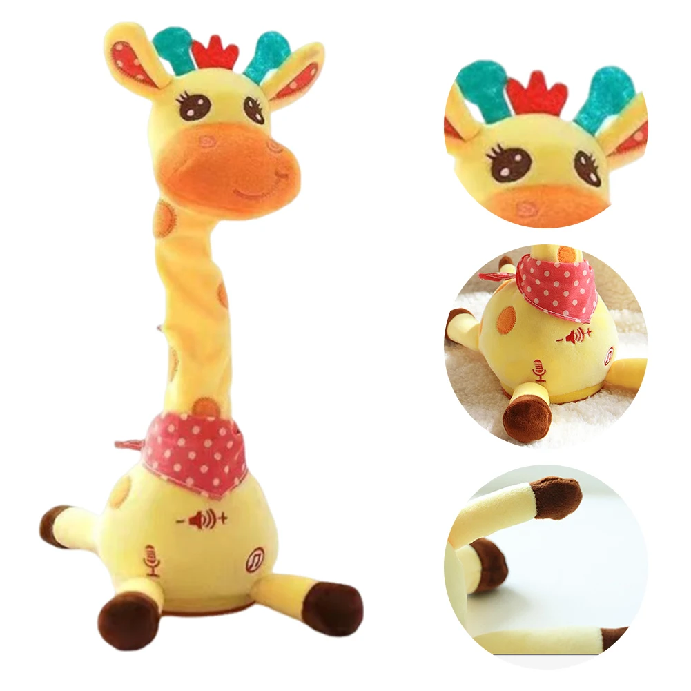 Bella giraffa di peluche oscillante con animale danzante a LED Giocattolo per bambini Ripeti cosa dice Giocattolo giraffa illuminato per bambini da 6 a 12 mesi