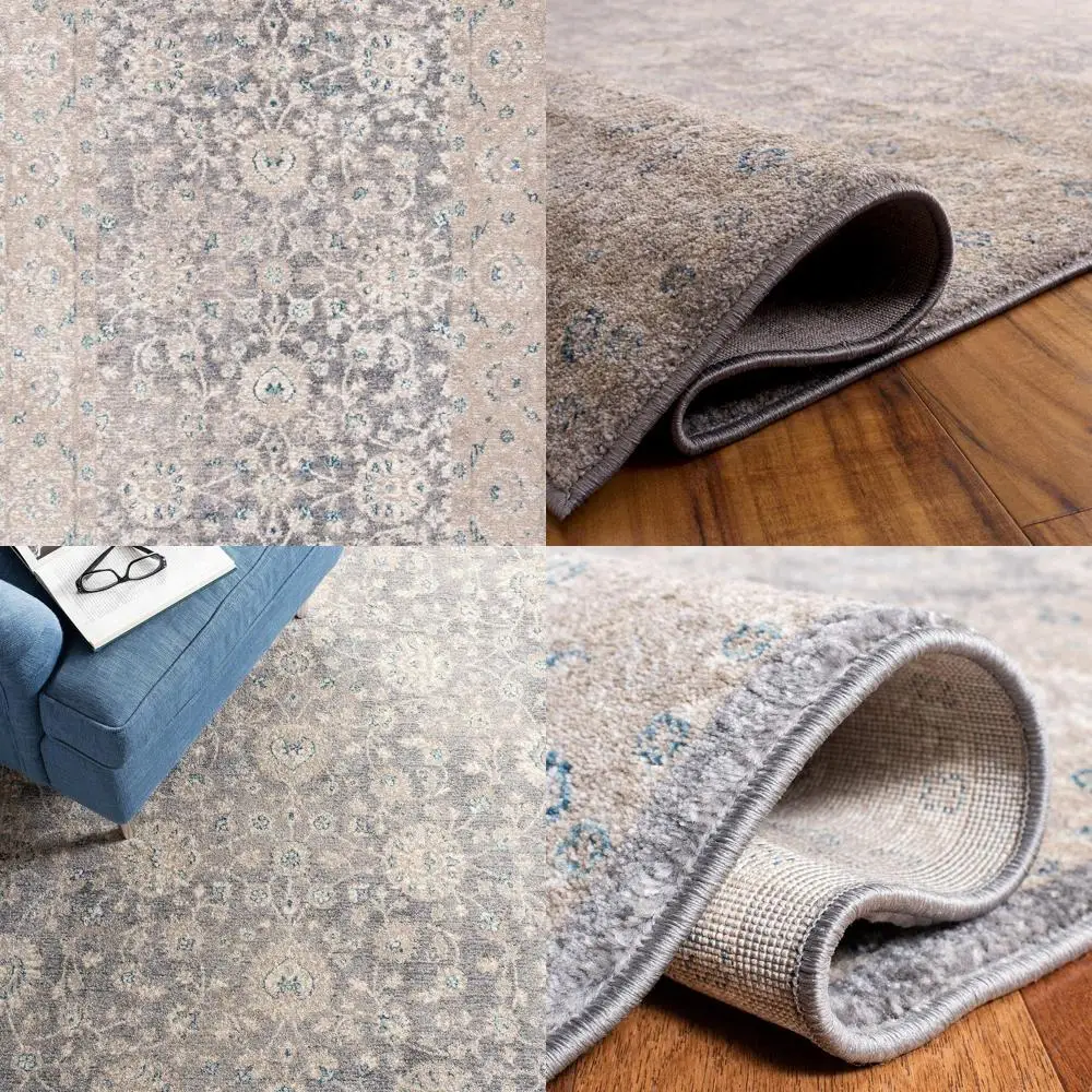 

Extra Large Vintage Oriental Area Rug - 11' X 15', Light Grey & Beige, Non-Shedding, Easy Maintenance, Perfect For Living Rooms