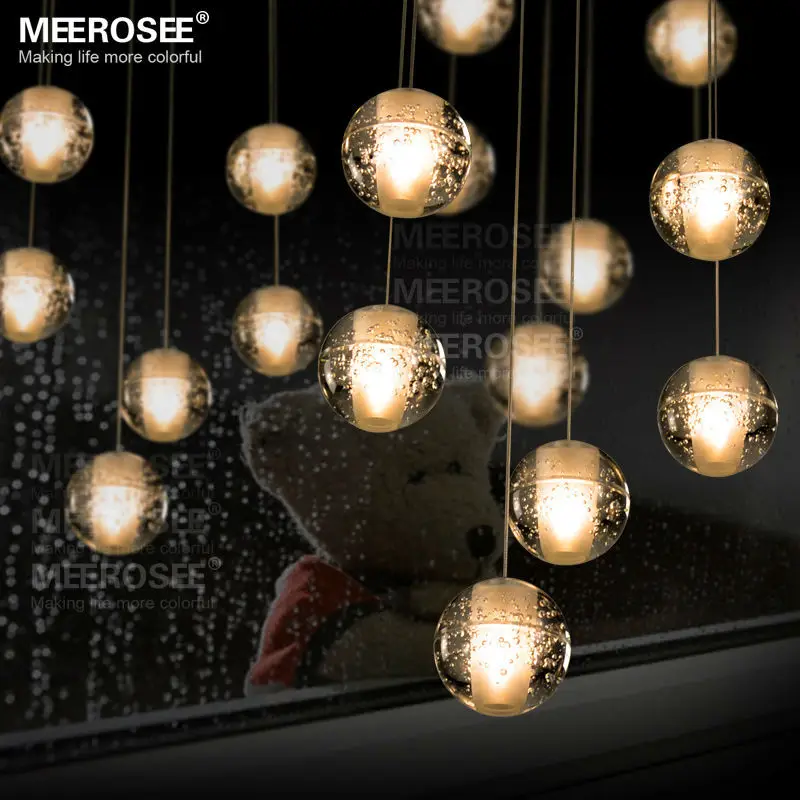 Modern Pendant Lamp LED Crystal Glass Indoor Lights Meteor Rain Ceiling Light Home Decoration Meteoric Shower Stair Bar Dropligh