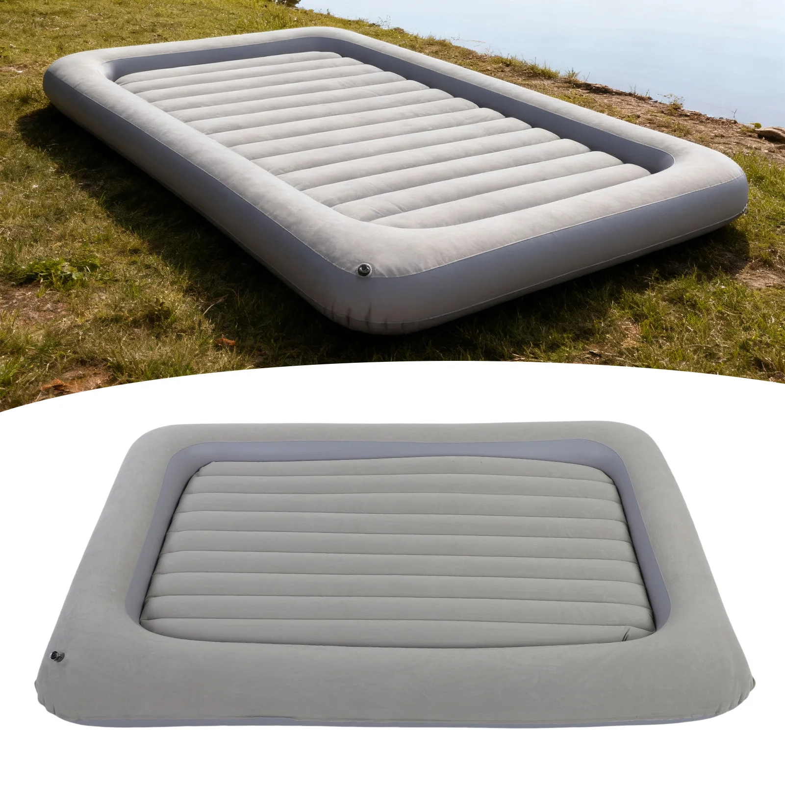 

Inflatable Travel Bed 165x115x18cm Air Mattress Set Portable Blow Up Detachable 2 Sided PVC Inflatable Mattress for Camping