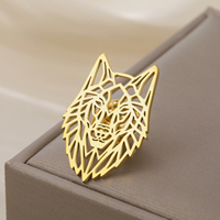 Cazador Animal Wolf Head Brooch for Men Women Stainless Steel Punk Pins Suit Collar Badges on Backpack Jewelry 2025 Gift New in
