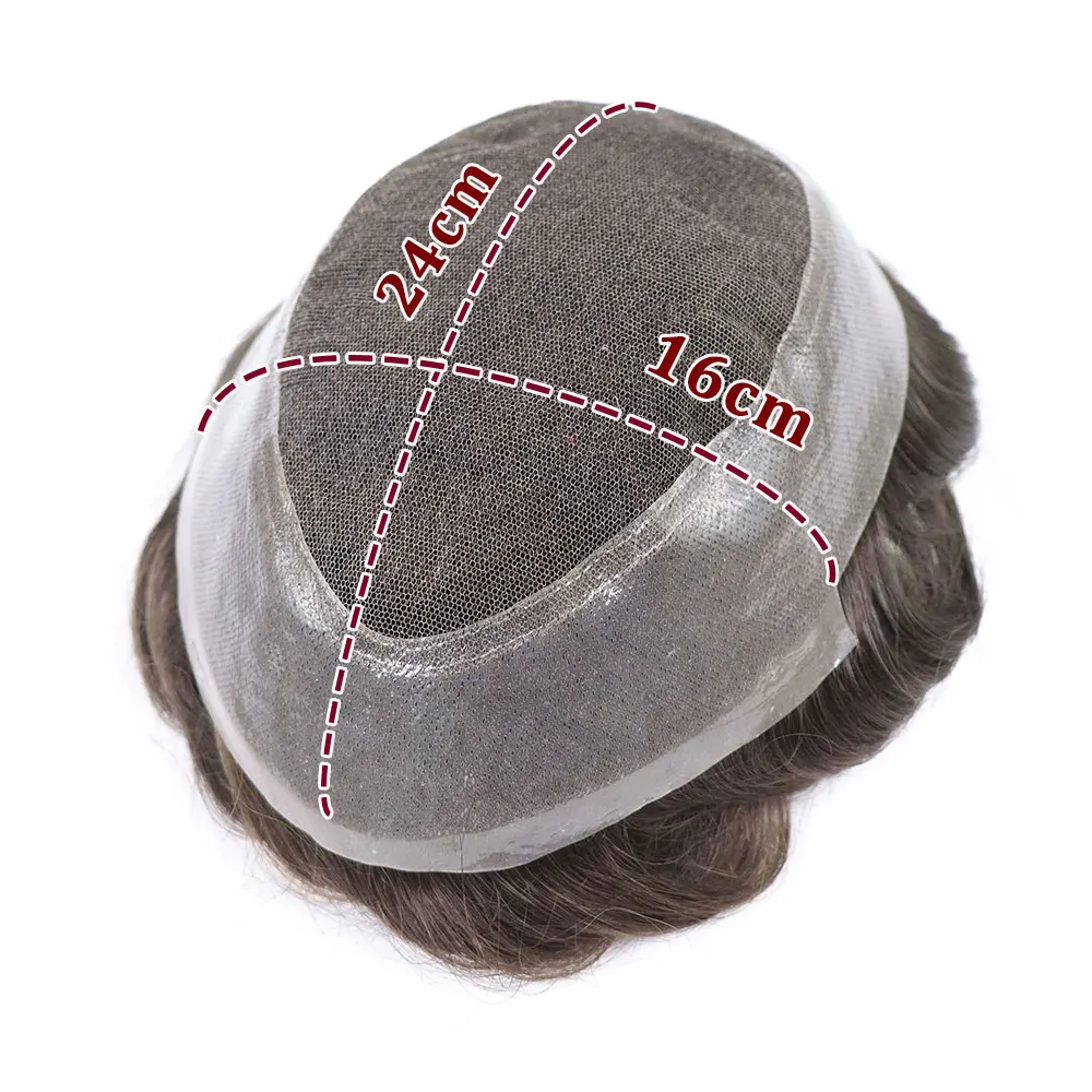 16x24 سنتيمتر البني أستراليا قاعدة الرجال الشعر المستعار شعر الإنسان تنفس الدانتيل مع بولي PU قطعة شعر غير مرئية الرجال الشعرية الاصطناعية 130%