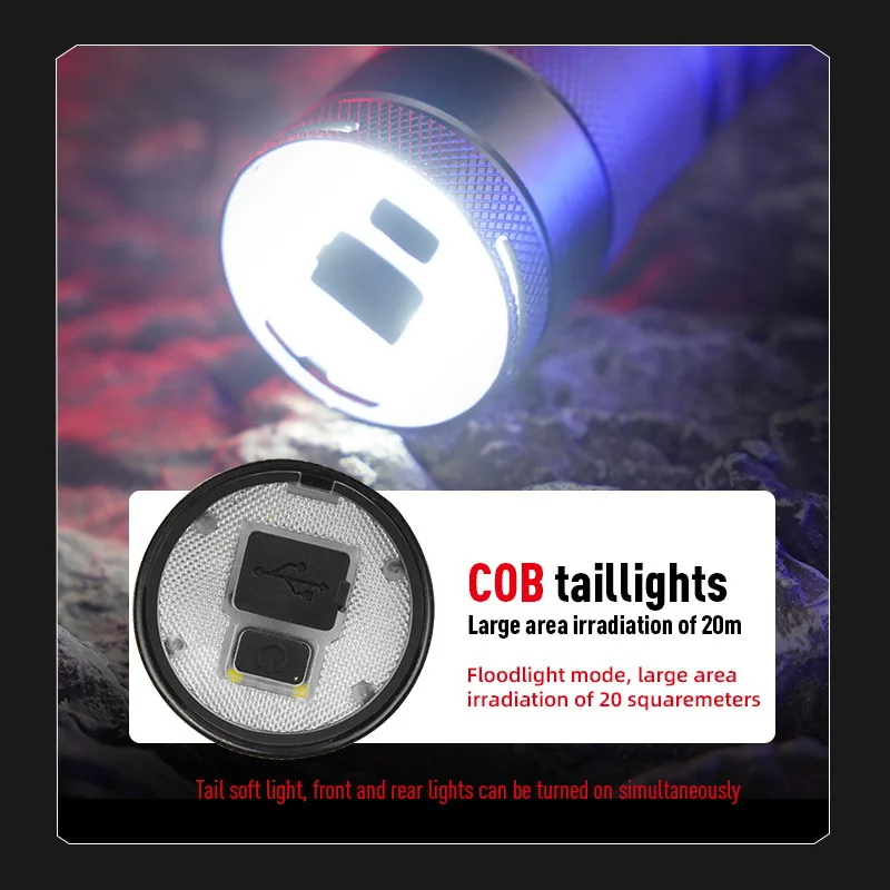 مصباح يدوي فائق السطوع بالليزر الأبيض عالي السطوع مع تركيز ووظائف طويلة المدى للطوارئ وصيد الأسماك والاستخدام الخارجي