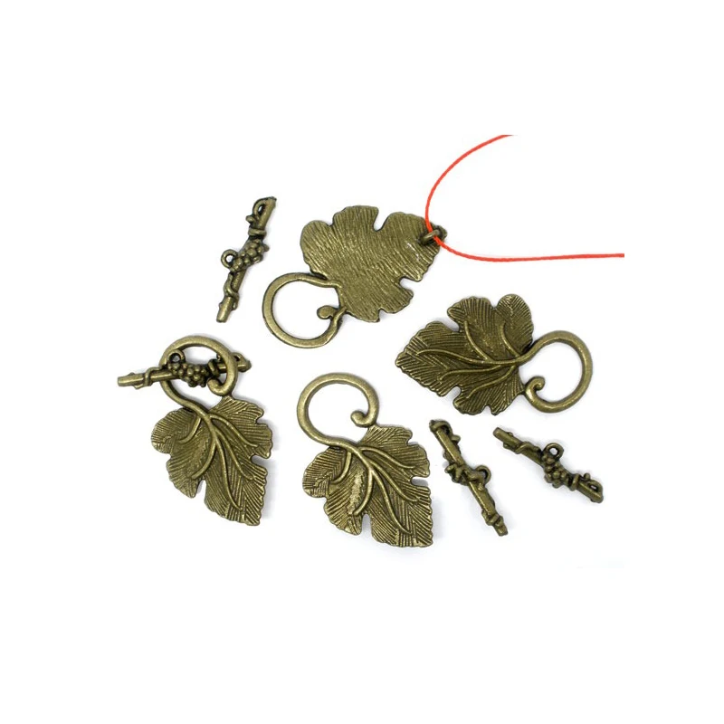 Doreen Box Lovely 20 Sets Antique Bronze Color Grape Charm Toggle Clasps DIY Necklace Bracelet Findings 37mm x 23mm-25mm x 8mm