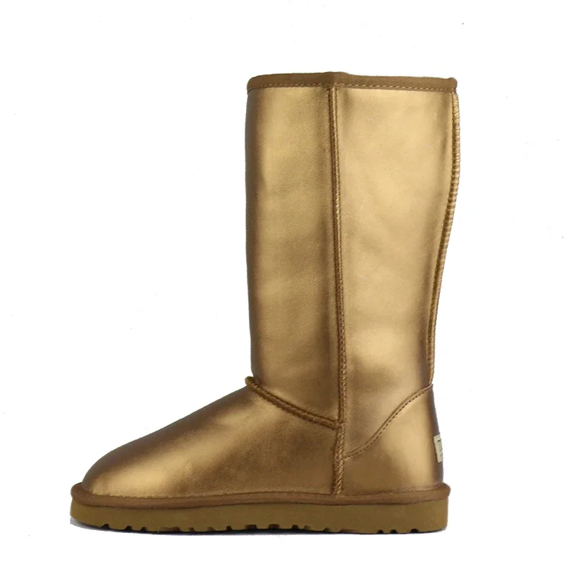 High Quality Waterproof Genuine Leather Snow Boots Women Fashion Thick Plush Warm Winter Boots Australian Classic Long Boots