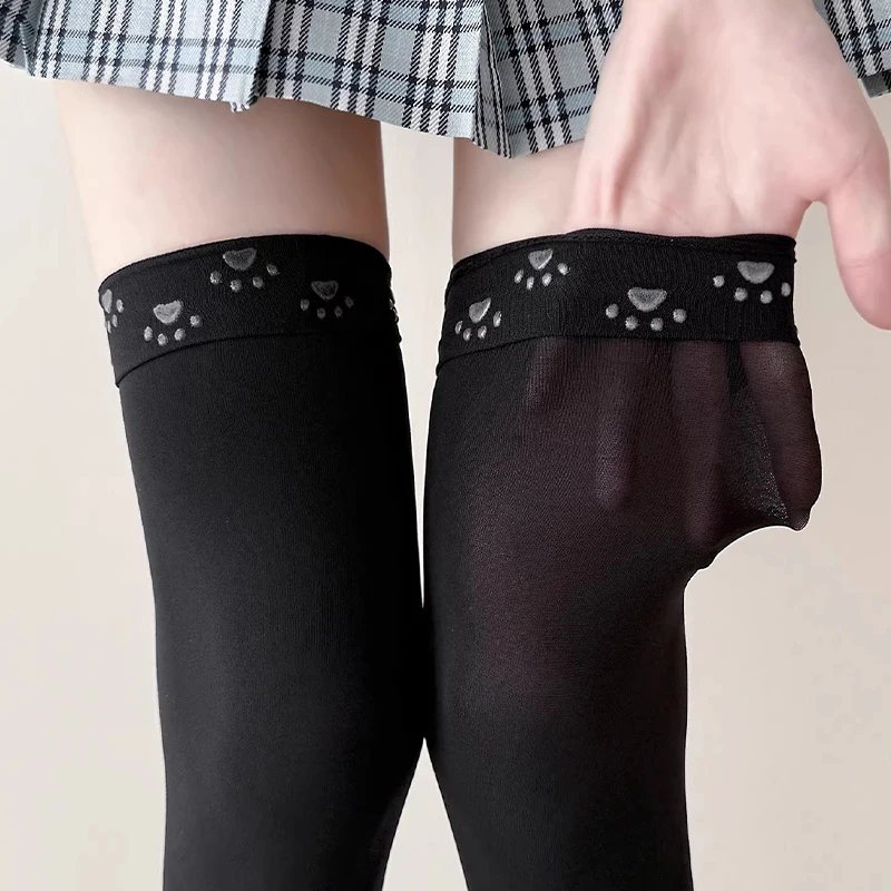Japanese Sexy Stockings Summer Thin Thigh High Black Long Socks Lolita Cute Solid Over The Knee White Stockings Socks 40-70cm