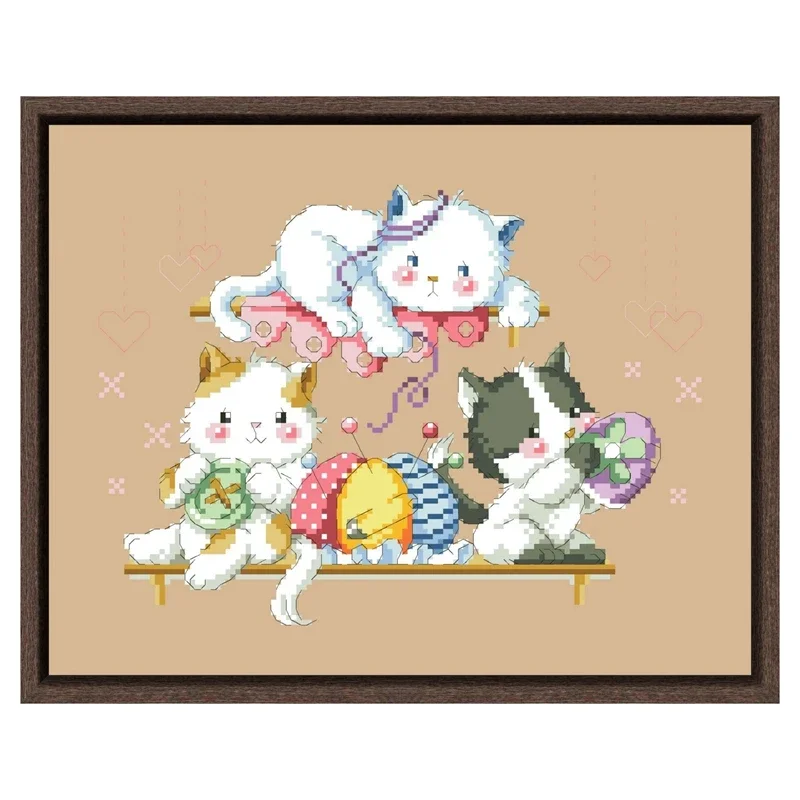 Cat embroidery cross stitch kit animal linen flaxen canvas cotton silk thread 18ct 14ct 11ct count print stitching embroidery