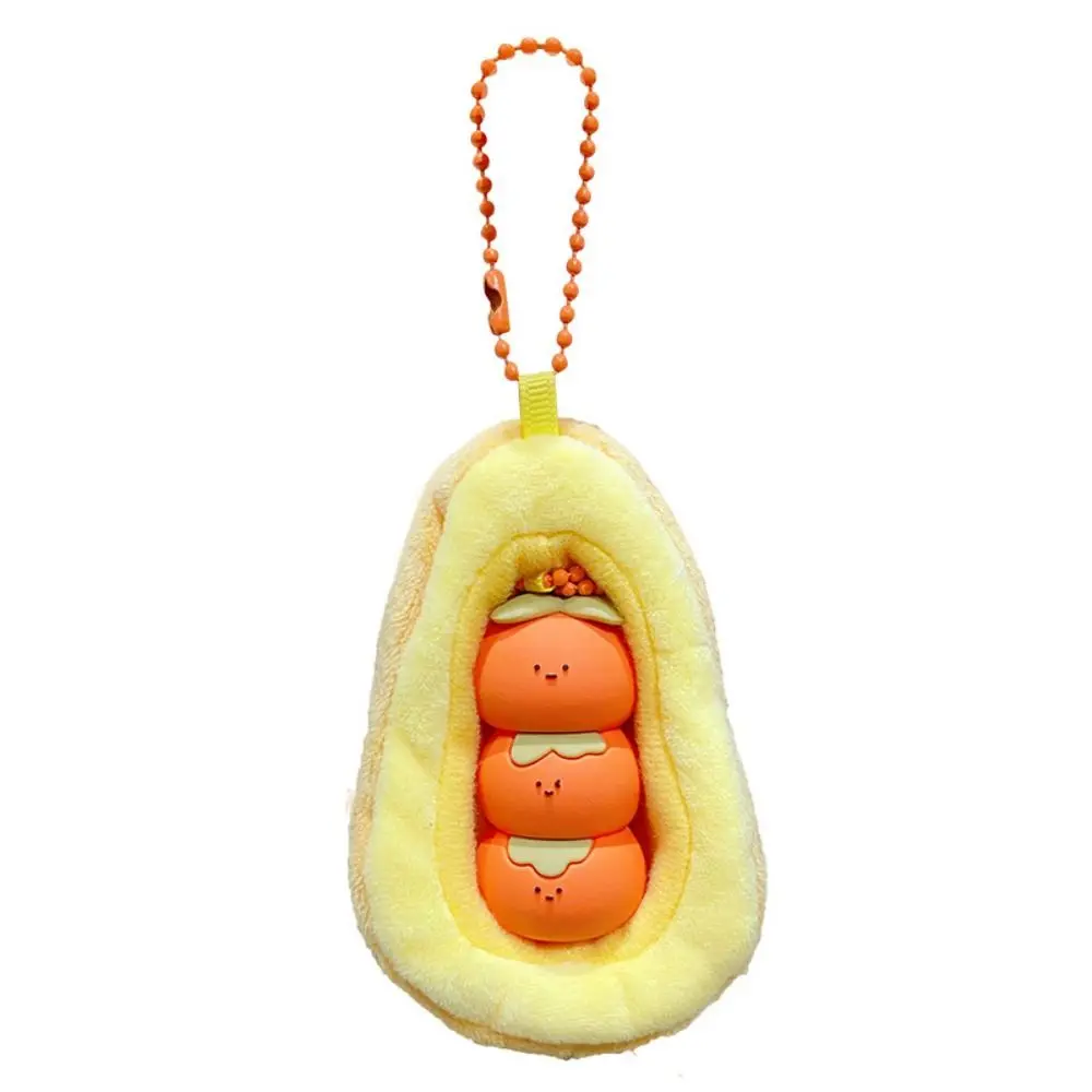 Persimmon Persimmon Peanut Doll Keychain Soft Stuffed Plush Duck Hanging Pendant Removable Cartoon Duck Peanut Doll Keyring