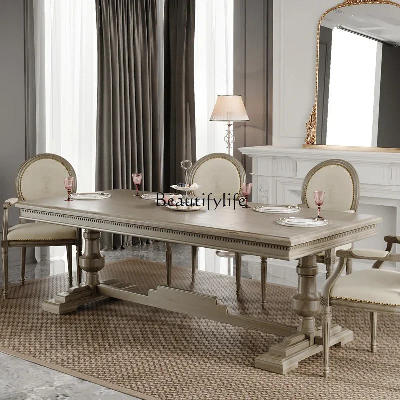 

yj19 Retro old home dining table dining table American light luxury leisure workbench negotiation table