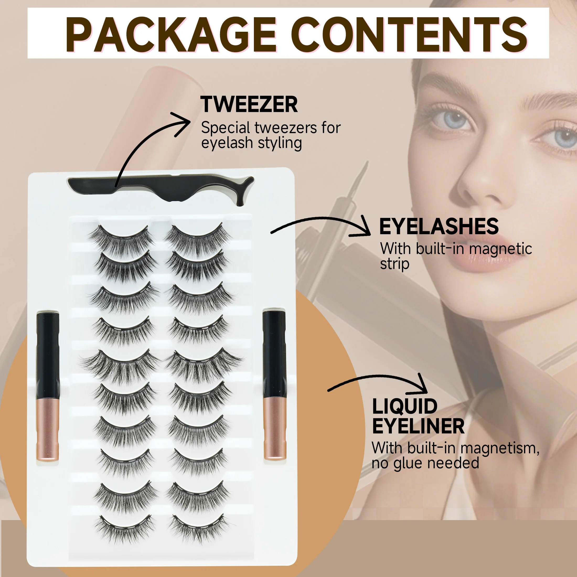 10 Pairs Fluffy False Eyelashes Wispy Lashes 3D Volume Strip Lashes D Curl Fake Eyelashes with Clear Band Eye Lashes