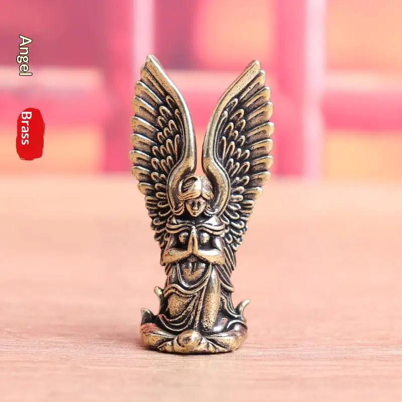 -1PC New Home Decor Ornament Brass Goddess Guardian Angel Small Statue Characters Miniatures Figurines Desk Decoration Crafts