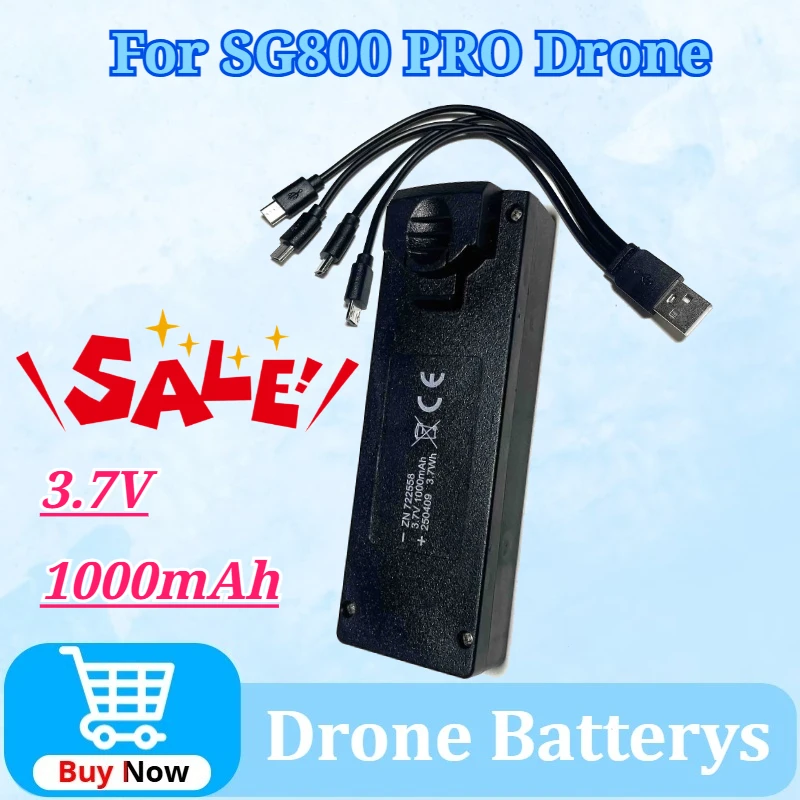 

Аккумулятор 3.7V 1000mAh для дрона SG800 PRO, аксессуары для радиоуправляемого дрона SG800PRO, зарядный кабель для аккумулятора дрона SG800 с экраном