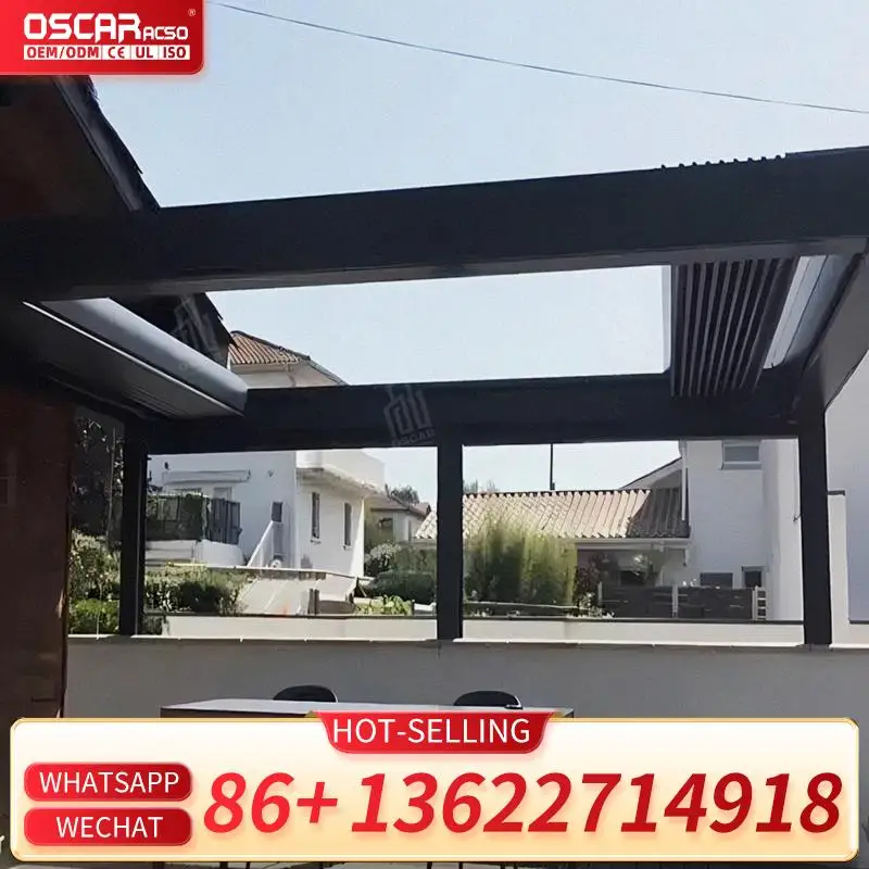 

Outdoor Vertical Waterproof Louver Roof Remote Controlled Shade Structure for Small Gardens Courtyards Patios Pergola