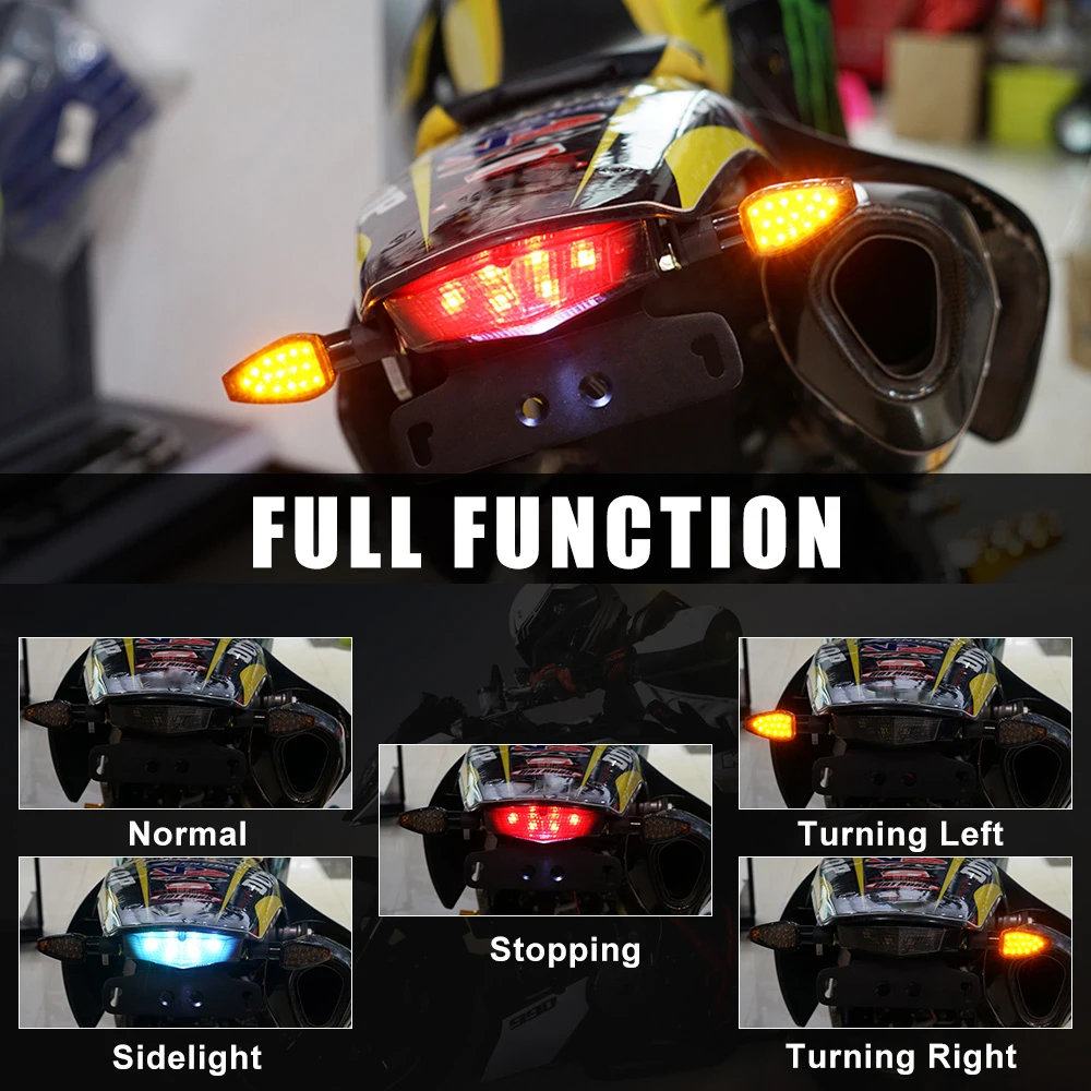 Motorcycle LED Turn Signal Indicator Light Rear Brake Light License Plate Holder For Suzuki DRZ400S 2000-2024 DRZ400SM 2005-2024 image 2