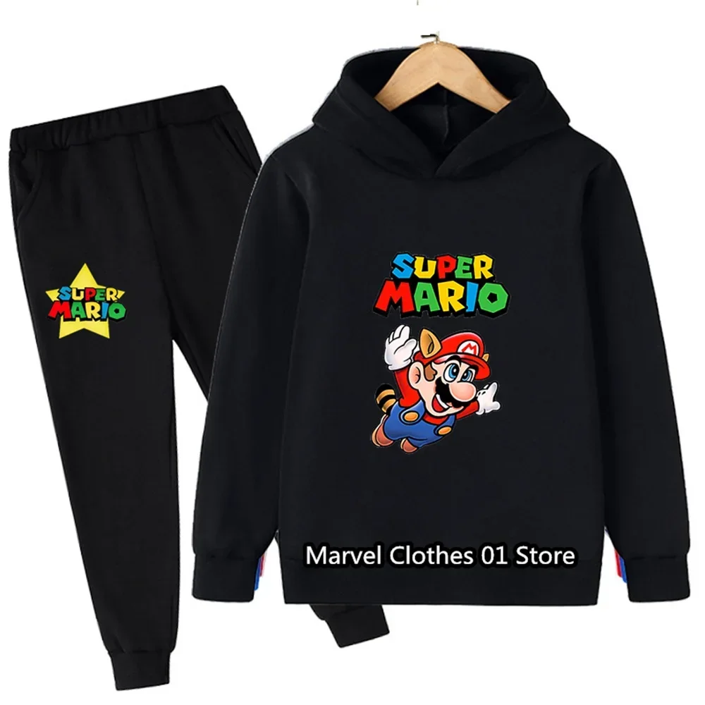 2024 New Spring Autumn Marios-braos Hoodie Set Kids Christmas Clothes Casual Boys Suit Children Suit Hoodies and Pants 2Pcs