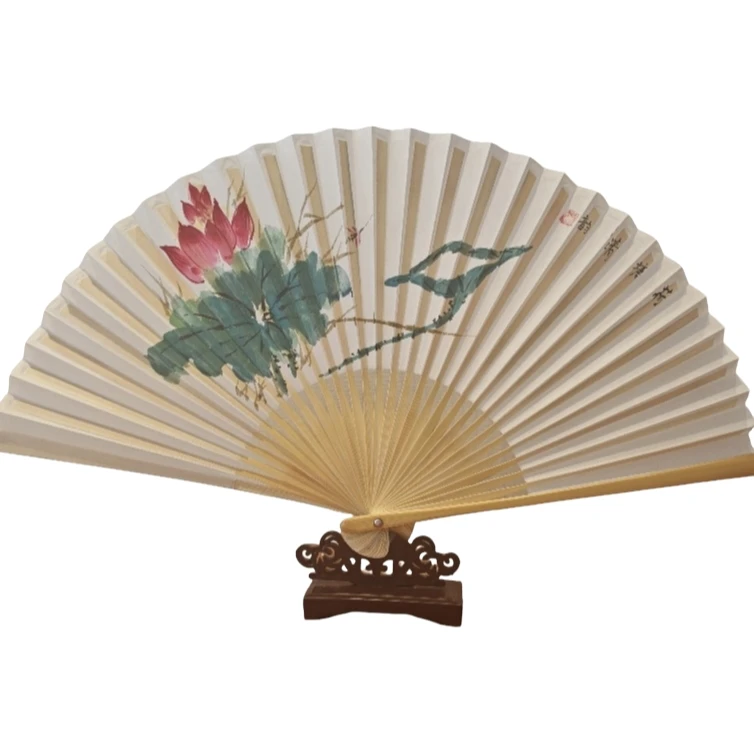 Chinese Folding Fan Hand Painted Traditional Method Bamboo Foldable Fan for Summer Cooling Home Decor Stage Prop Gift