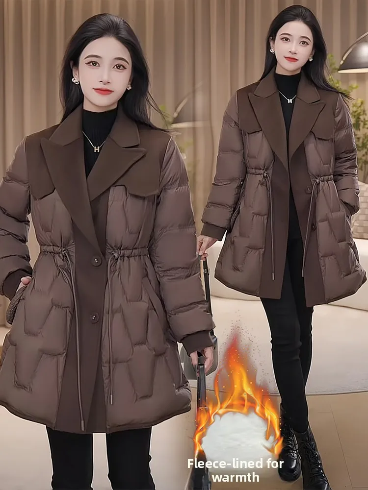

Winter Faion Thiened Padded Casual Loose Women's Jaet Warm Sli Long Du down Cotton Coat with Fce