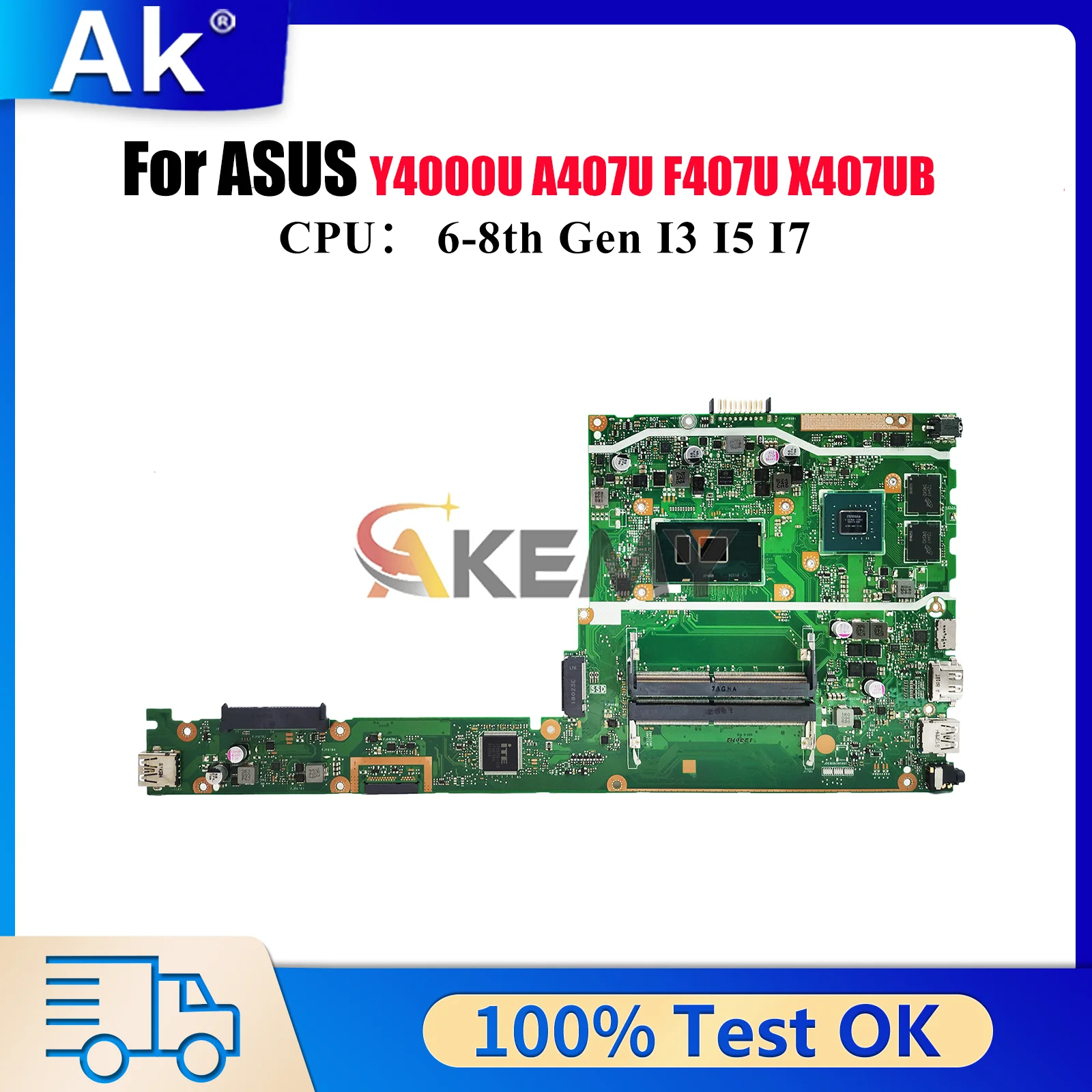 

X407UB Laptop Motherboard For ASUS VivoBook X407UF X407UAR X407UV X407UB A407U F407U X407UBR X407U Y4000U Mainboard I3 I5 I7 CPU