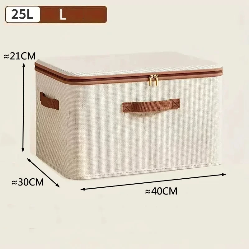 Große Haushalts-Aufbewahrungsbox Robuste Hartschalen-Organizer-Box aus Baumwolle und Leinen mit Reißverschluss und Deckel für Kleidung, Spielzeug, Decken – Detail 8