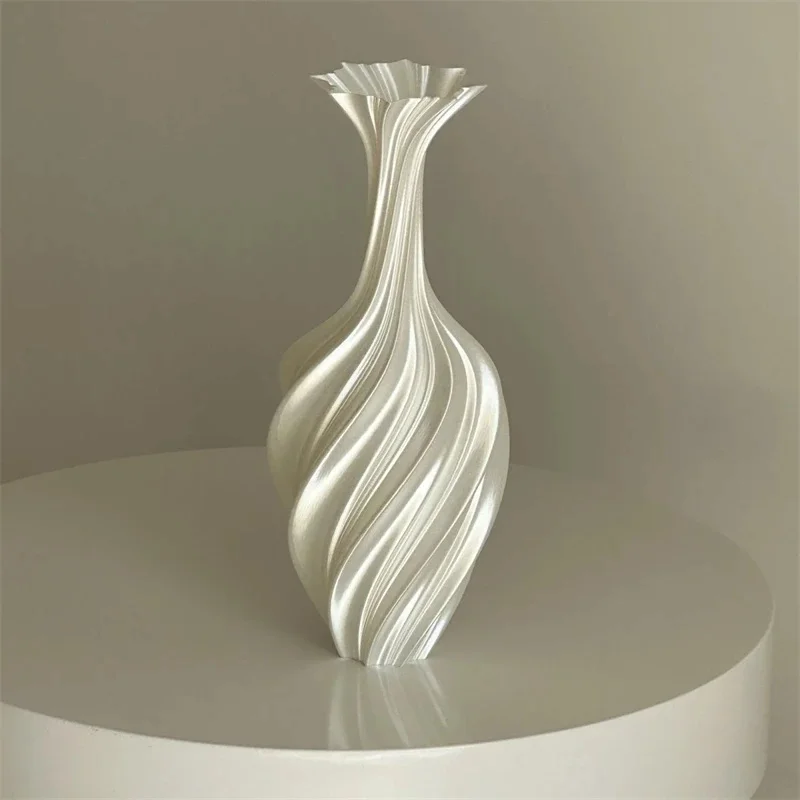 25CM Abstract Twisted Vase 3D Printed Luxe Nordic Minimal Floral Decor Centerpiece For Home Table For Elegant Gift