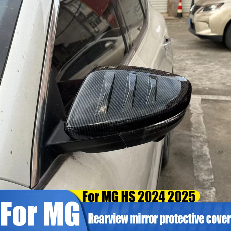 

Car Mirror Cover for MG HS MGHS EHS PHEV 2018~2024 2019 Cap Wing Carbon Fiber Black Chrome Trim Shell Part Sticker Accessories