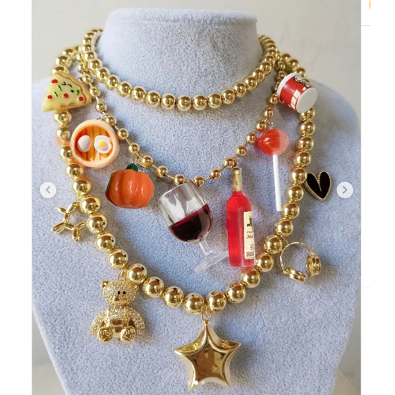 fashion necklace grape wine bottle food pumpkin pendant sandwich Pendant Necklace for Women Unique Design Jewelry