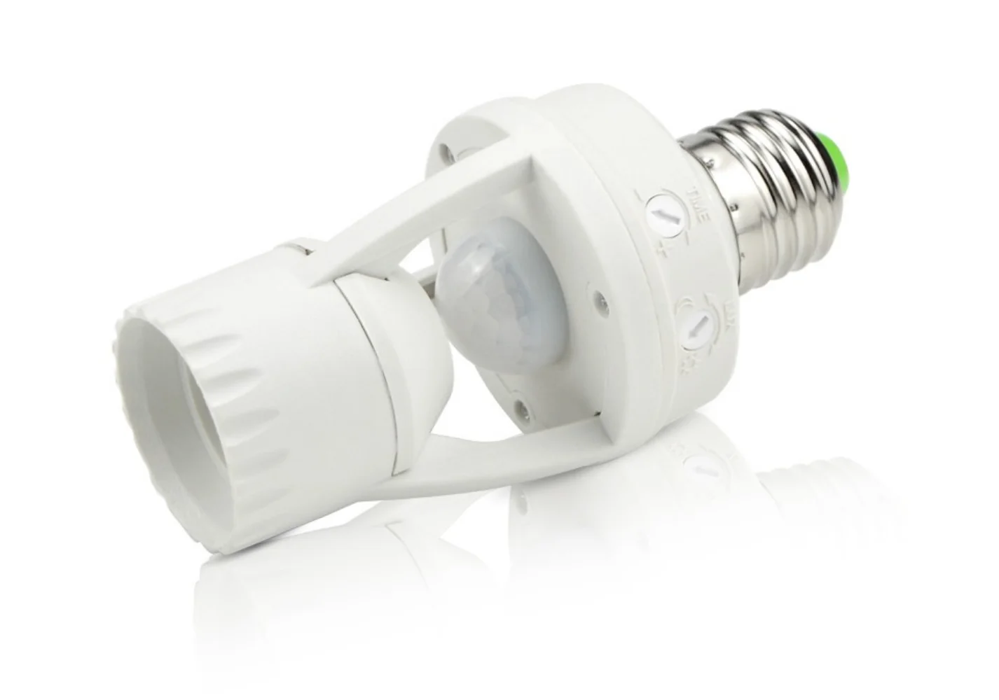 Konverter E27 soket 100-240V, dengan PIR Sensor gerak ampul LED E27 dasar lampu saklar bohlam cerdas