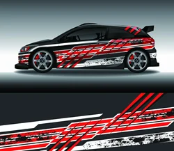 2PCS Red Line Racing Car Graphic Decal Full Body Vinyl Wrap Protect Universal Size Car Full Wrap Sticker Decorative Car Decal