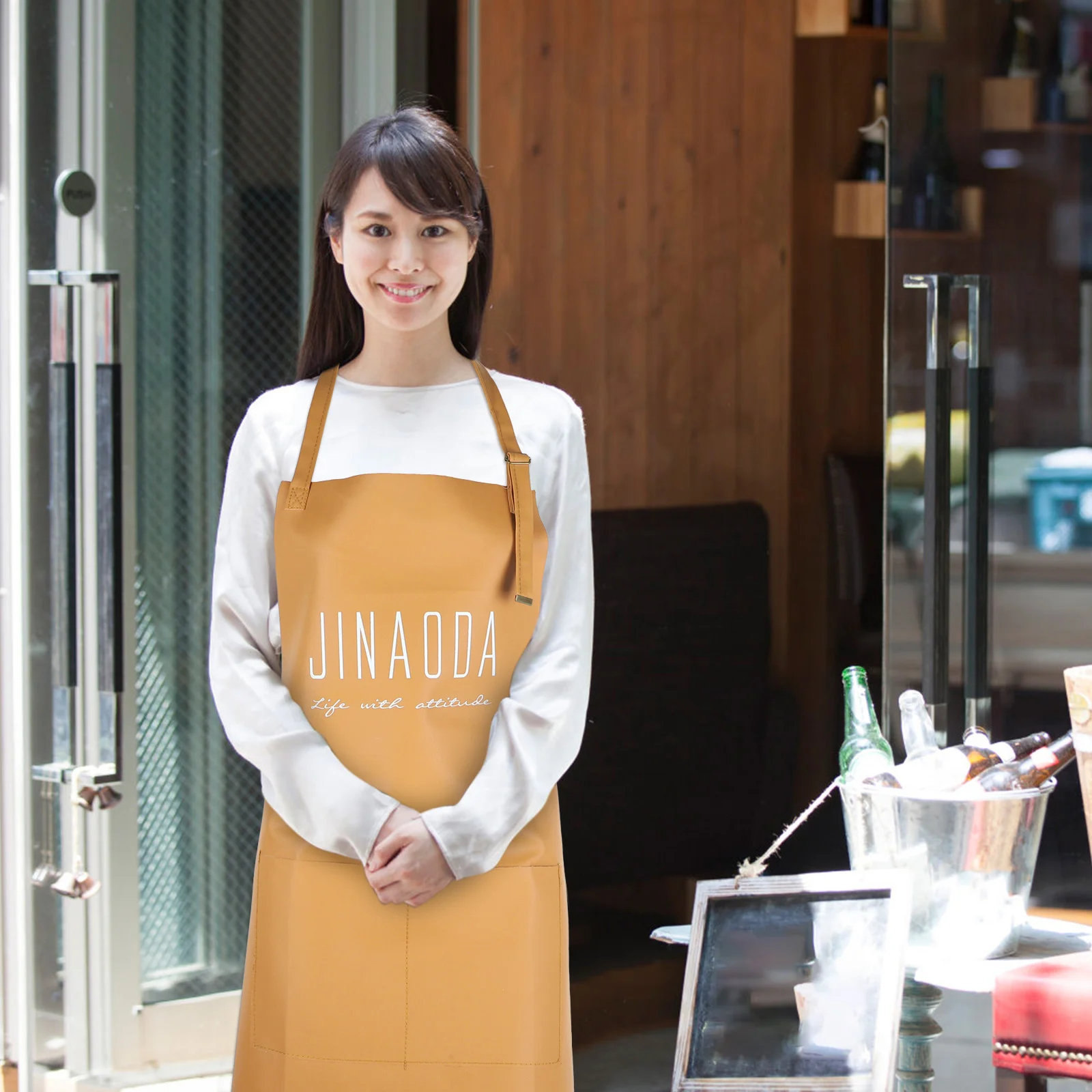 

Waterproof Oilproof Apron Heavy Duty Cooking Apron Kitchen Sleeveless Fashion Simple Hanging Neck Design