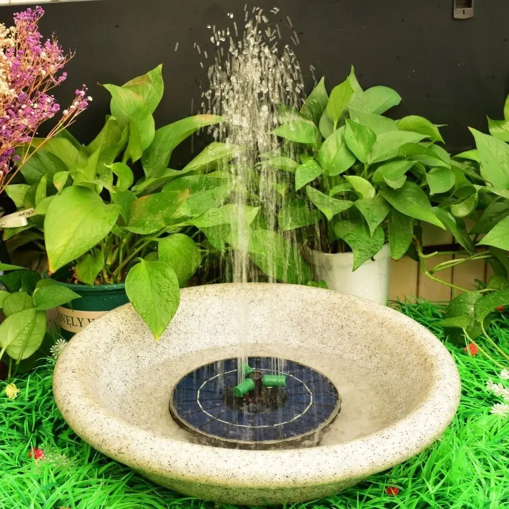 Colorful Solar Fountain with LED Light with Nozzles Bird Bath Fountain Circulating Automatic Floating Fountains Bird