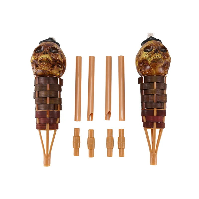 

A96K-Handmade Skull Tiki Torch, Halloween Decorative Torch For Garden, Patio - Weather Resistant (2Pc)