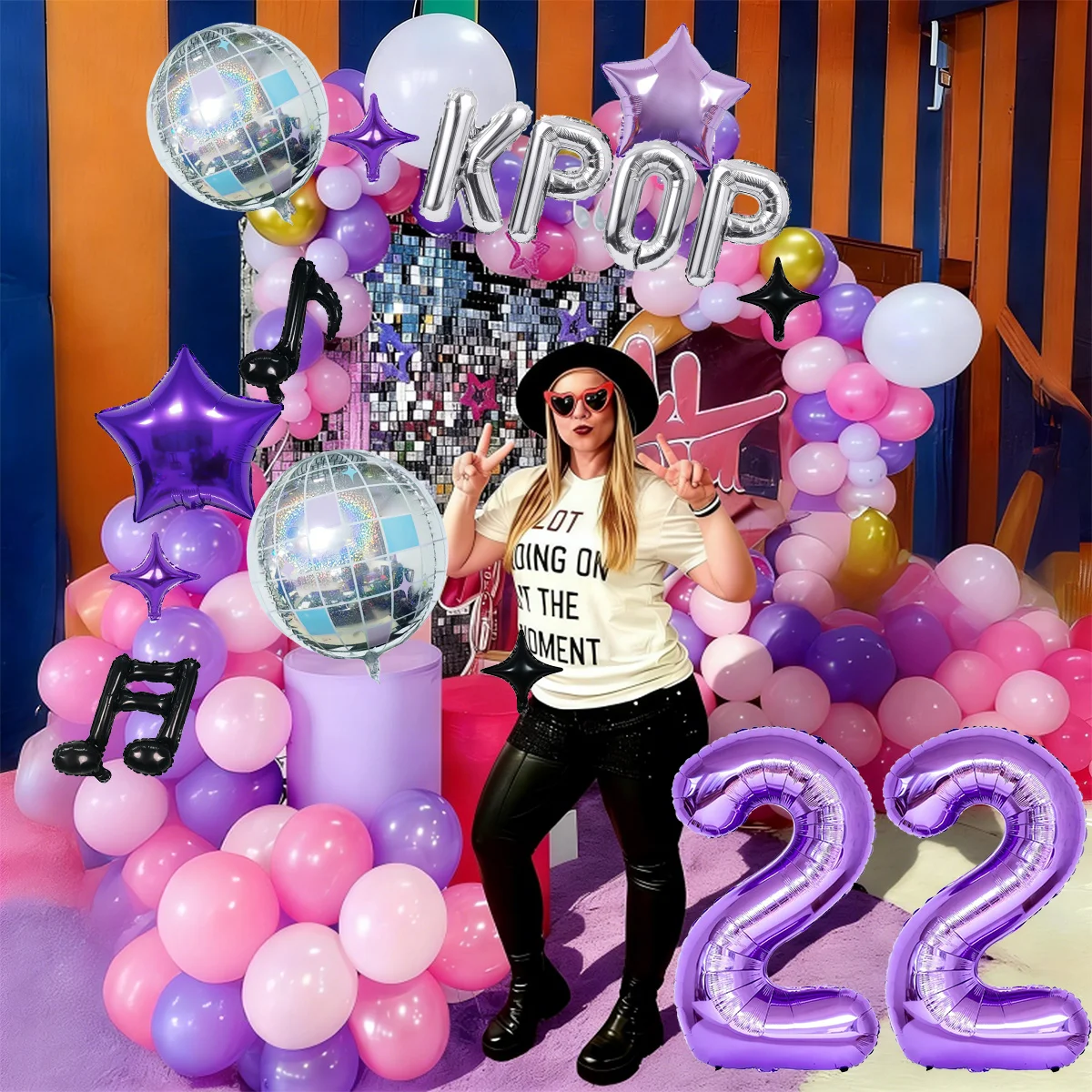 15-teiliges K-Pop Musik-Thema Geburtstagsballon-Dekorationsset – Ideal für K-Pop-Themengeburtstagsfeiern, Social-Media-Video-Hintergründe – Detail 6