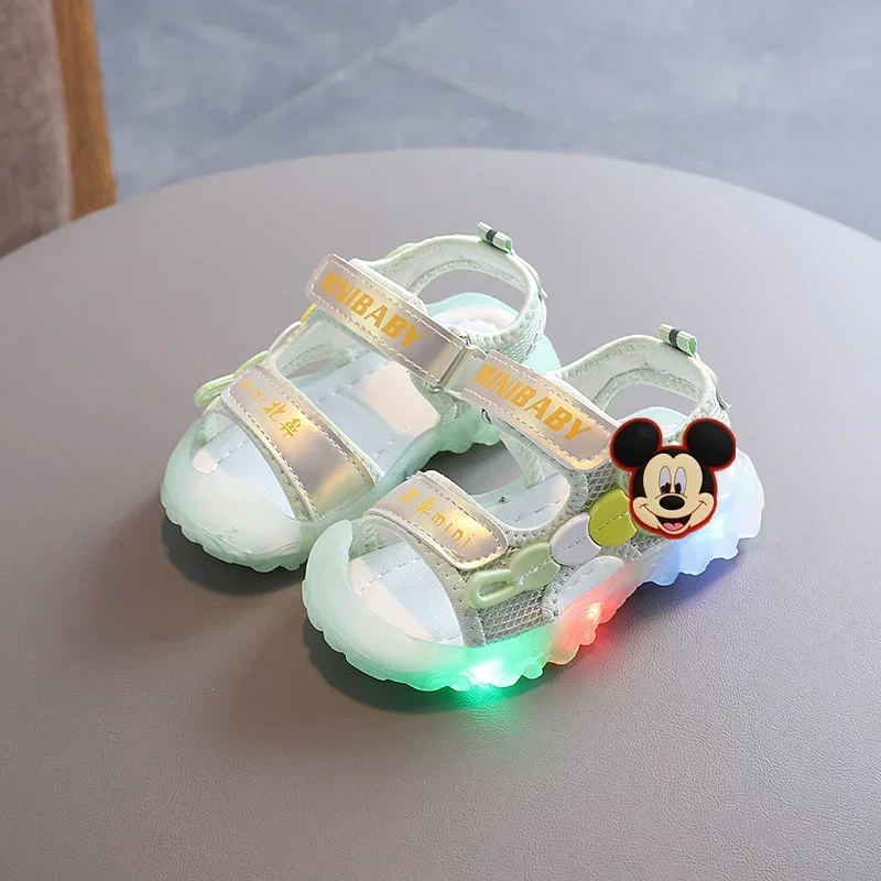 Disney minnie děťátko light-up sandály děti děti boty chlapci a dívčí pláž boty mickey myš LED batole boty