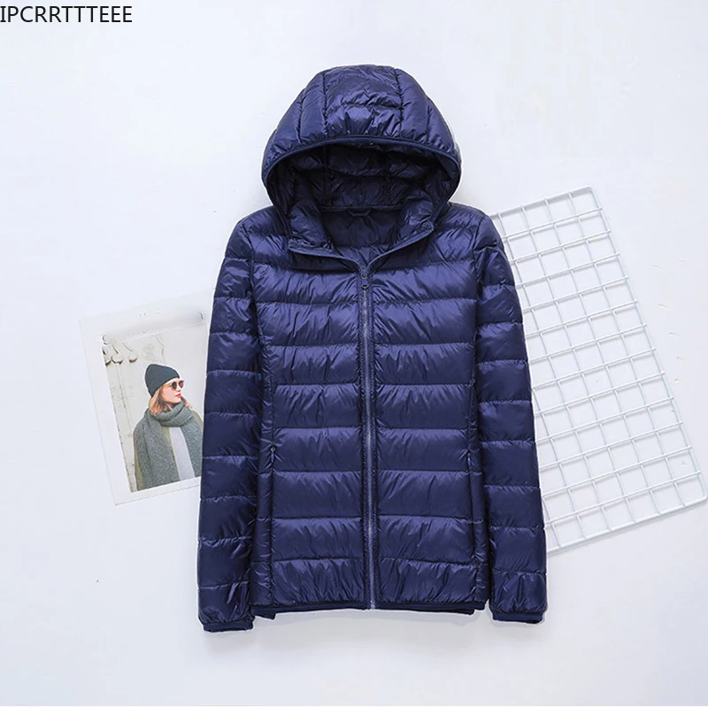 New Autumn Winter Women Ultralight Thin Down Jacket White Duck Down Hooded Jackets Female Portable Coat