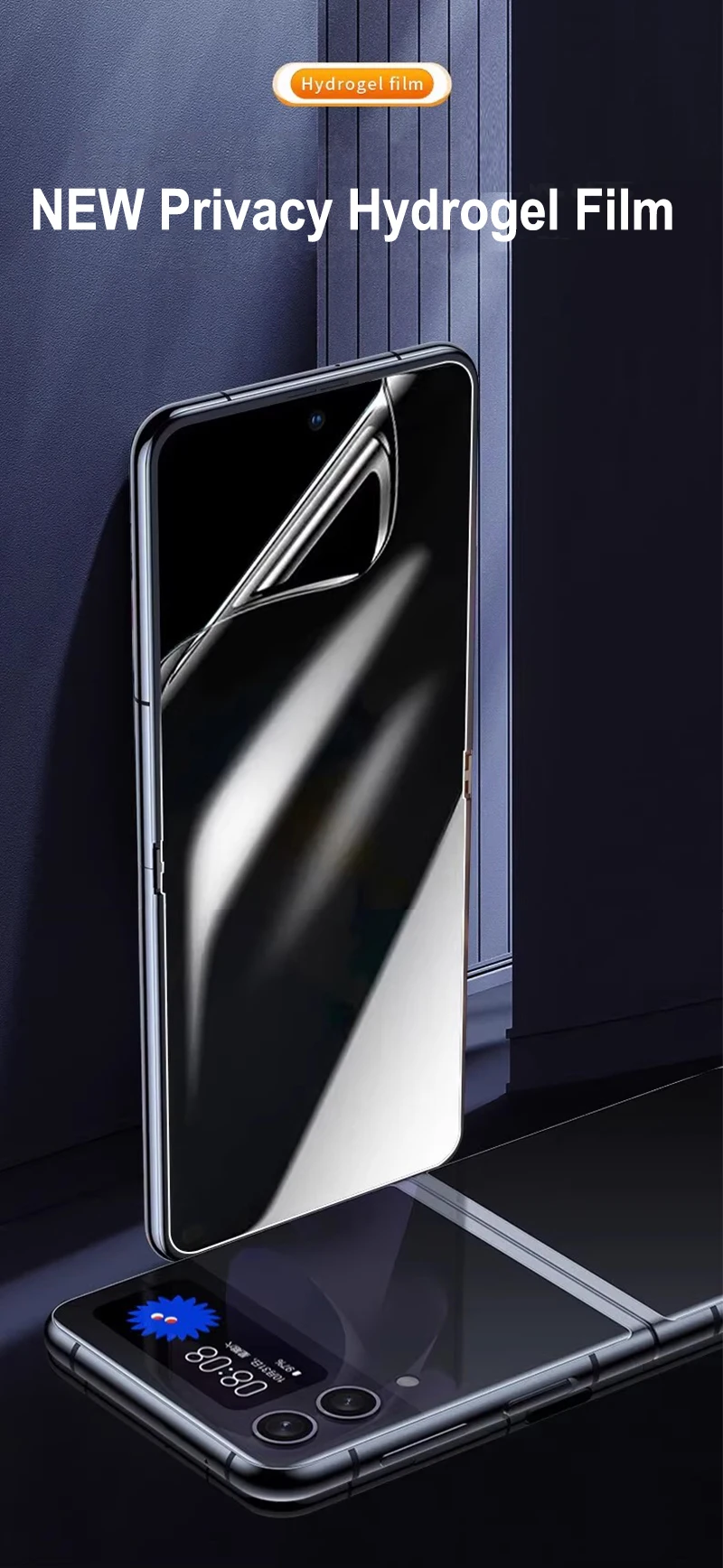 Weiche innere externe Privatsphäre Hydrogelfolie für Motorola Moto Razr 40 50 60 Ultra Plus 2025 2024 2023, Anti-Spion-Displayschutzfolie – Detail 1