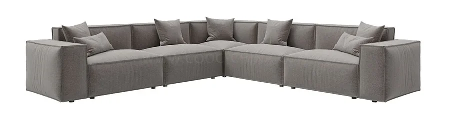 

for Modern KD Assembly Corner Sofa Modular Couch Fabric Gray Living Room Furniture Sectional Sofa Set