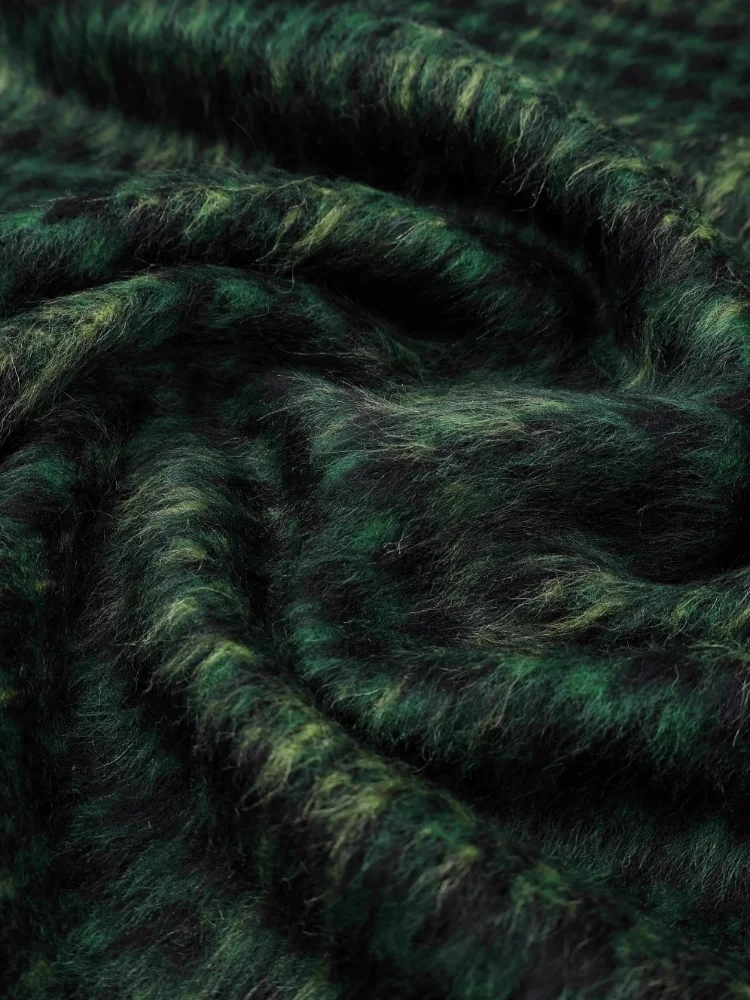 

Drape Plaid Long Haired Alpaca Wool Fabric for Autumn Winter Coat Windbreaker Clothing Design Cloth Diy Per Meter Sew Material
