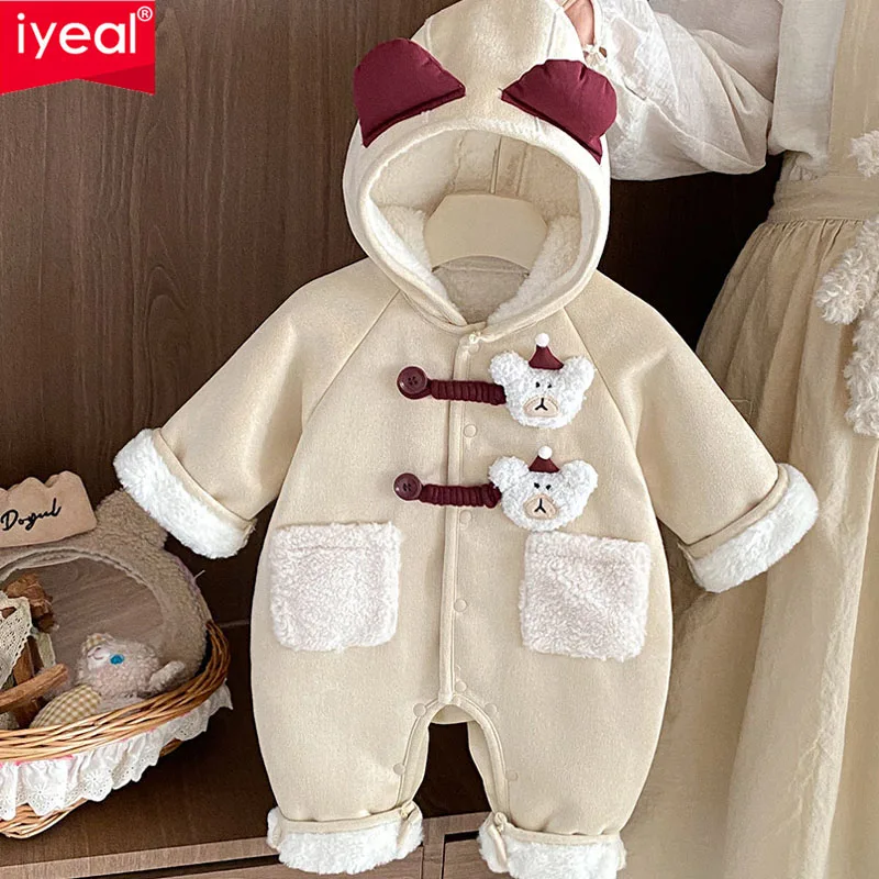 

IYEAL Детская рождественская одежда, зимний флисовый комбинезон для новорожденных мальчиков и девочек, комбинезон на годовщину полной луны, новогодний комбинезон