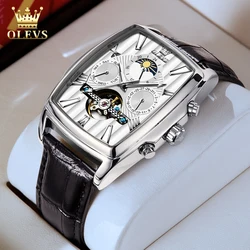 OLEVS 6675 Men's Watch Top Luxury Original Leather Strap Brand Lunar Phase Men's Automatic Mechanical Watch Reno Masculino