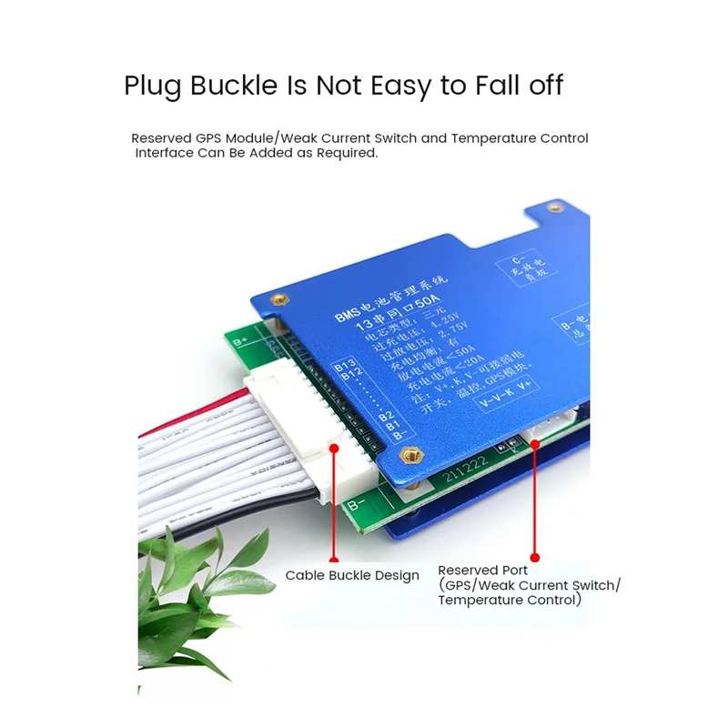 Carte de protection de batterie au lithium ternaire BMS avec balance, vélo électrique, moto électrique, 13S, 48V, 50A