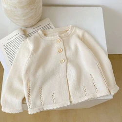 Autumn new baby clothing, 0-3 year old baby girl sweet hundred tower cardigan cotton yarn knitted sweater round neck jacket