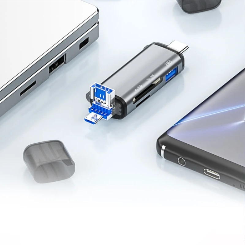 

SZ Portable USB3.0 Memory Card Reader Memory Card Reader Compatible for Type C+USB Port Devices For Effortlessly Use