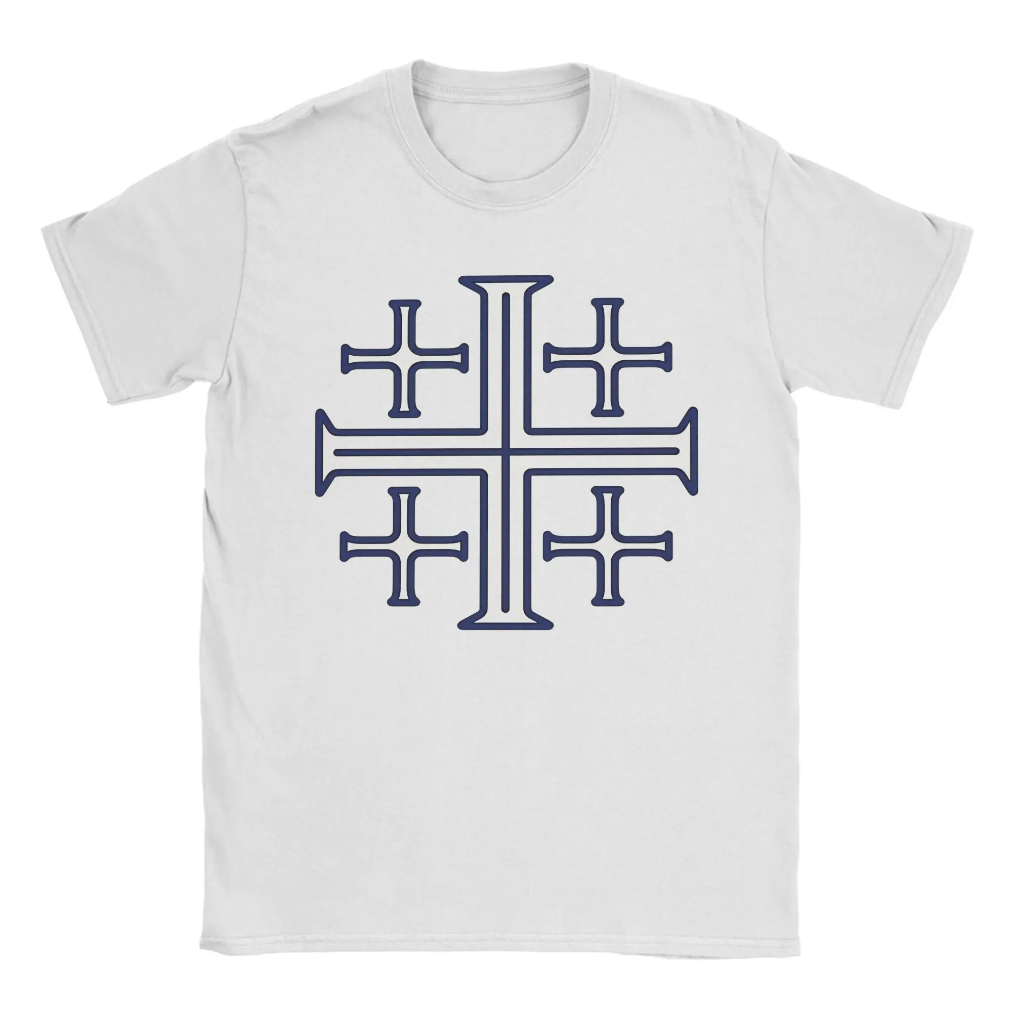 Jerusalem Cross  T-Shirt Men Women Christian Vintage Pure Cotton Tee Shirt Crew Neck Short Sleeve T Shirt Printed Clothing