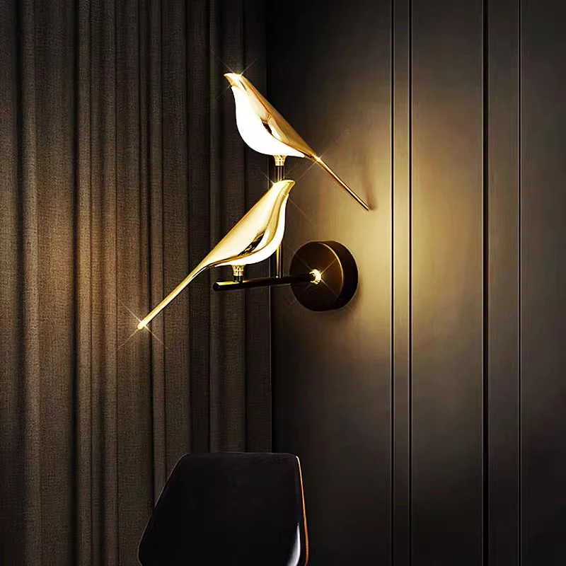 Magpie Bird Touch Switch LED Wall Lamps for Bedroom Bedside 360° Rotatable Indoor Golden Silver LED Wall Lights Wall Sconce Home