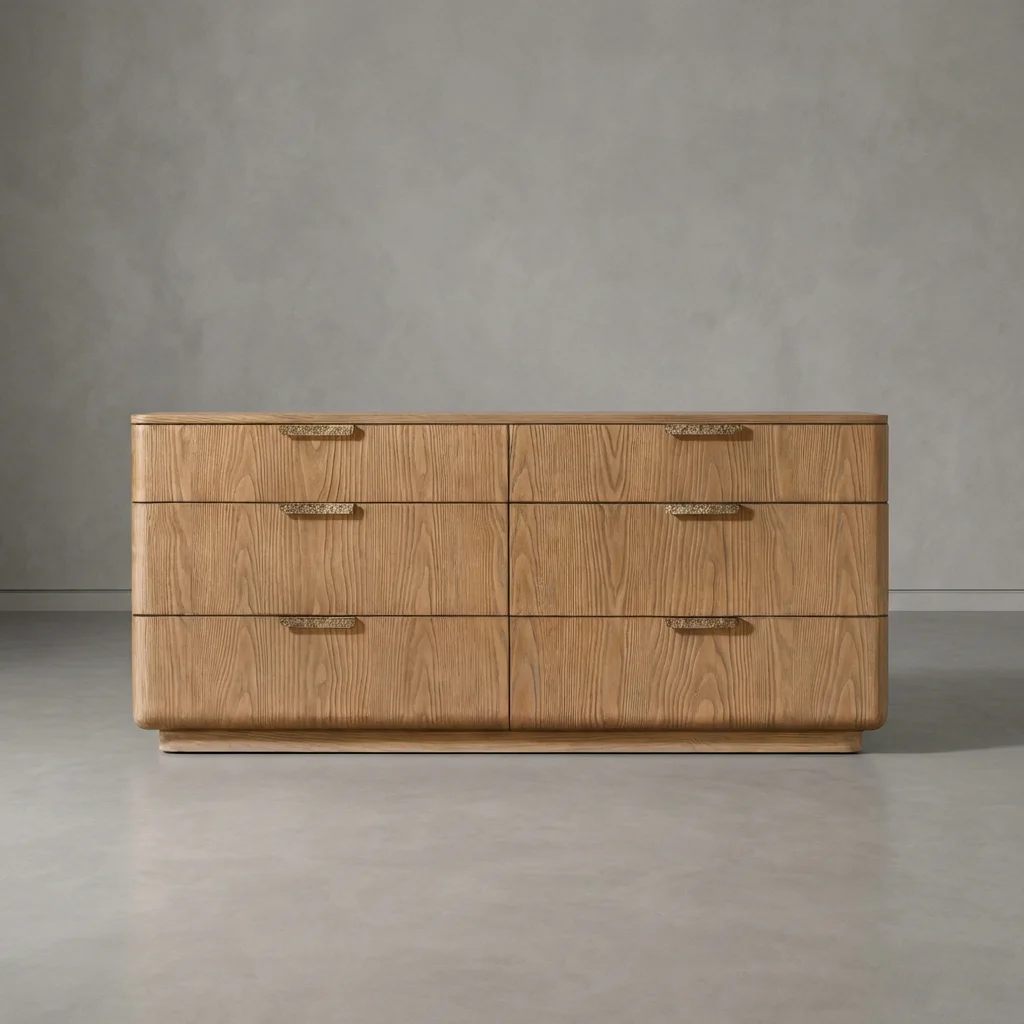 Modern High Quality Wooden Best Wood Dresser Antique Vanity 6-Drawer Dresser Solid Oak Wood Bedroom Furniture